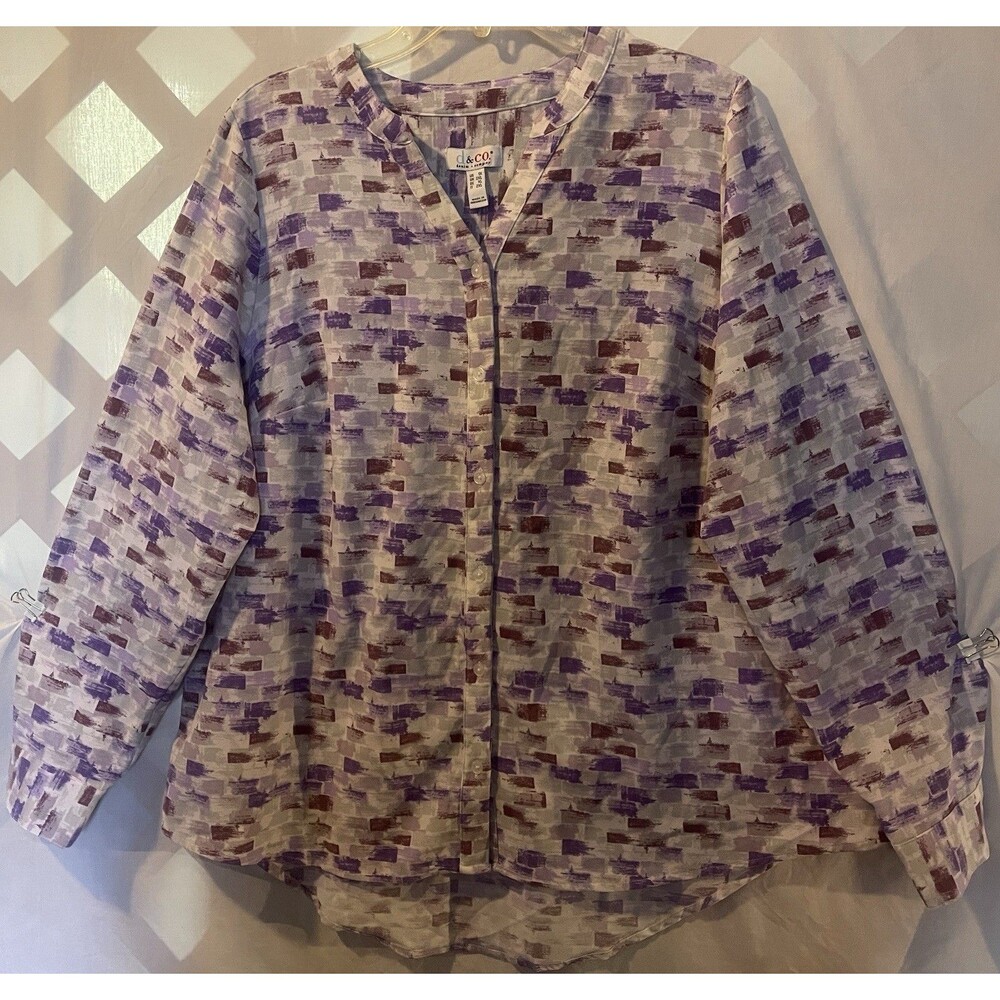 D & CO DENIM & CO. Abstract Art Brick Print Confy Tunic Women's Size 1X